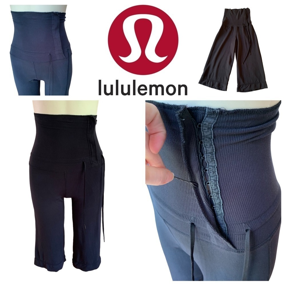 50% OFF SALE Old School Lululemon Corset Hook Eye Closure Crops Black High Waist